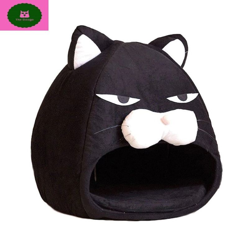 Foldable Cat House Soft Closed Pet Cat Bed for Cat Dog Cushion Nest Cartoon Warm Puppy Kennel Cats Cave Tent Pet Supplies